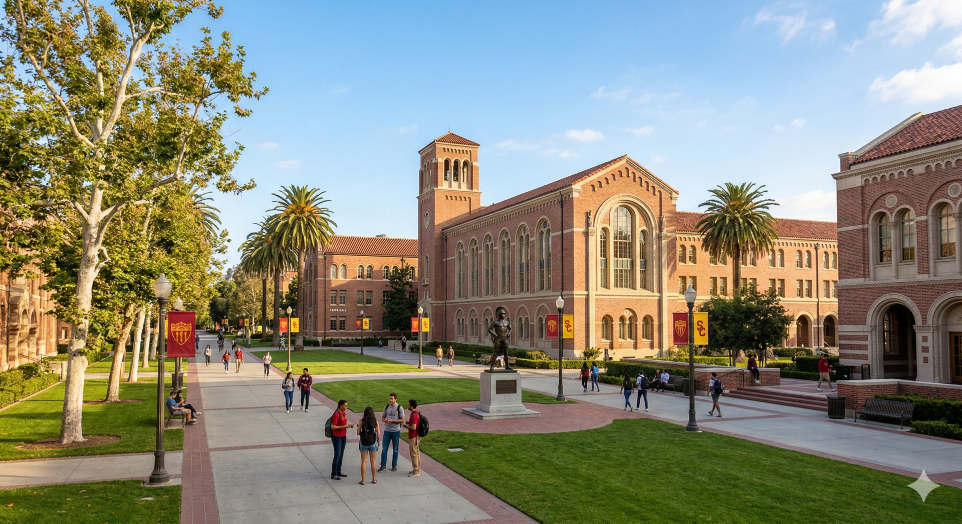 Stylish modern architecture at Getty Center in Los Angeles against a clear sky.